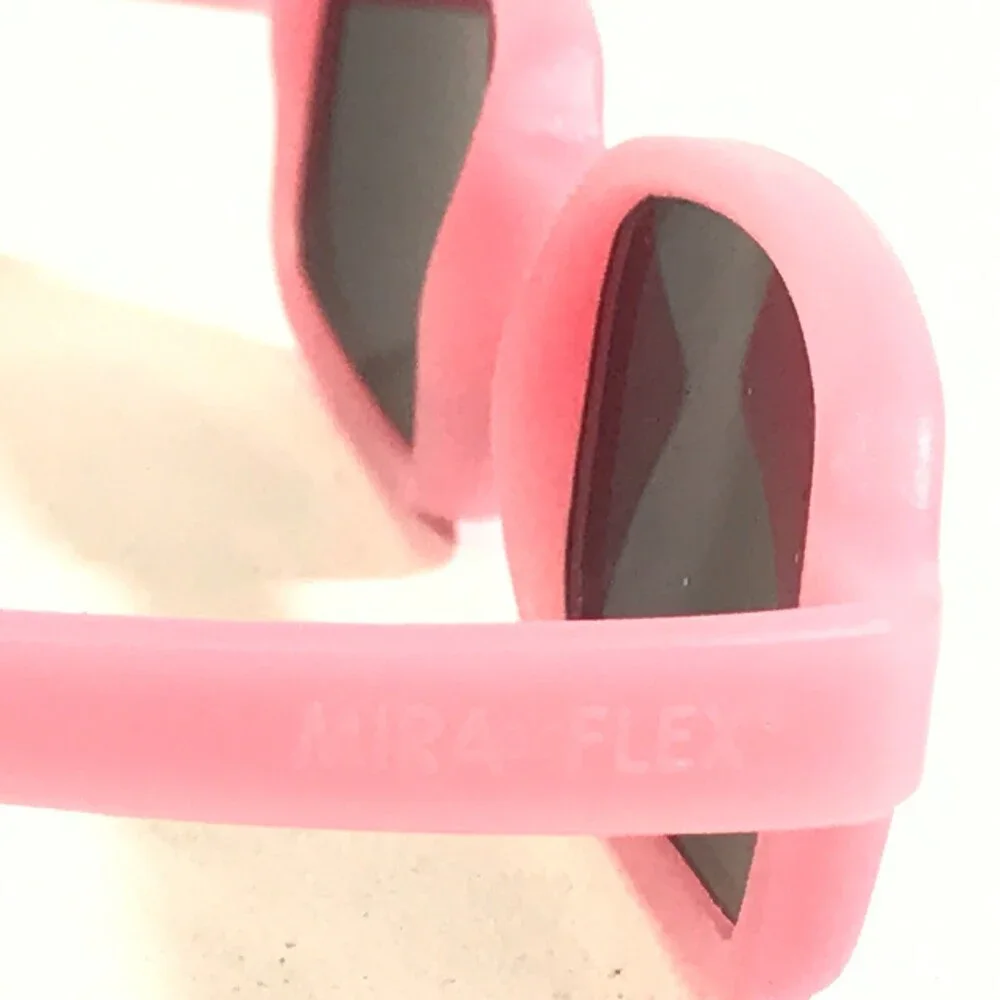 Miraflex Sunglasses NEW BABY 2 Pink Rectangular Frames with Blue Lenses